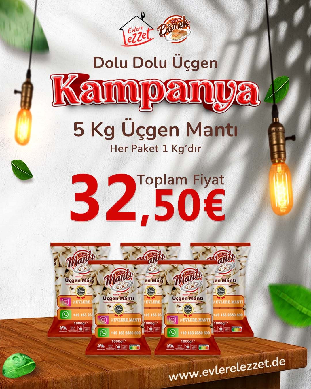 Premium Kiymali Ücgen Manti 5 kg