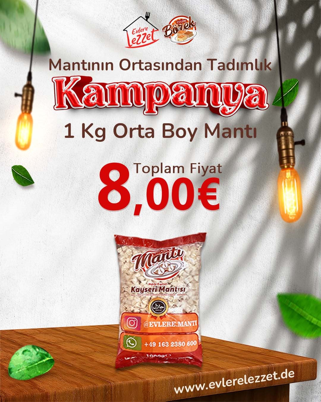 Orta Boy Manti 1 kg