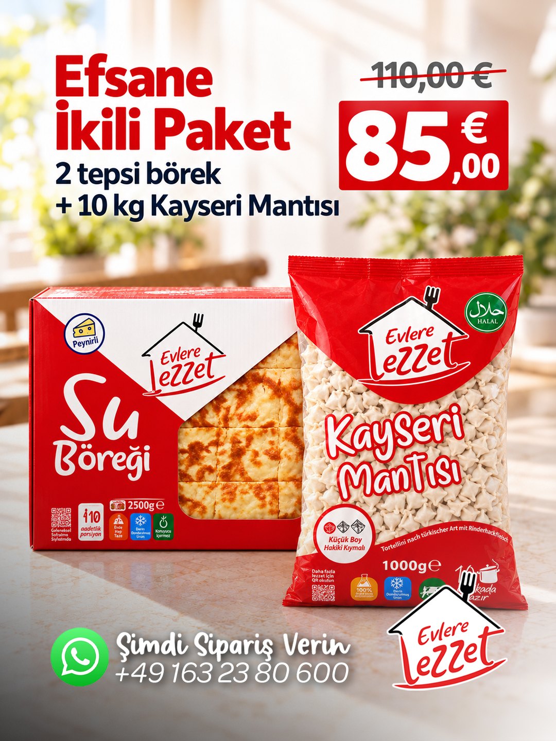 Efsane İkili Paket – 2 Tepsi Börek + 10 kg Mantı
