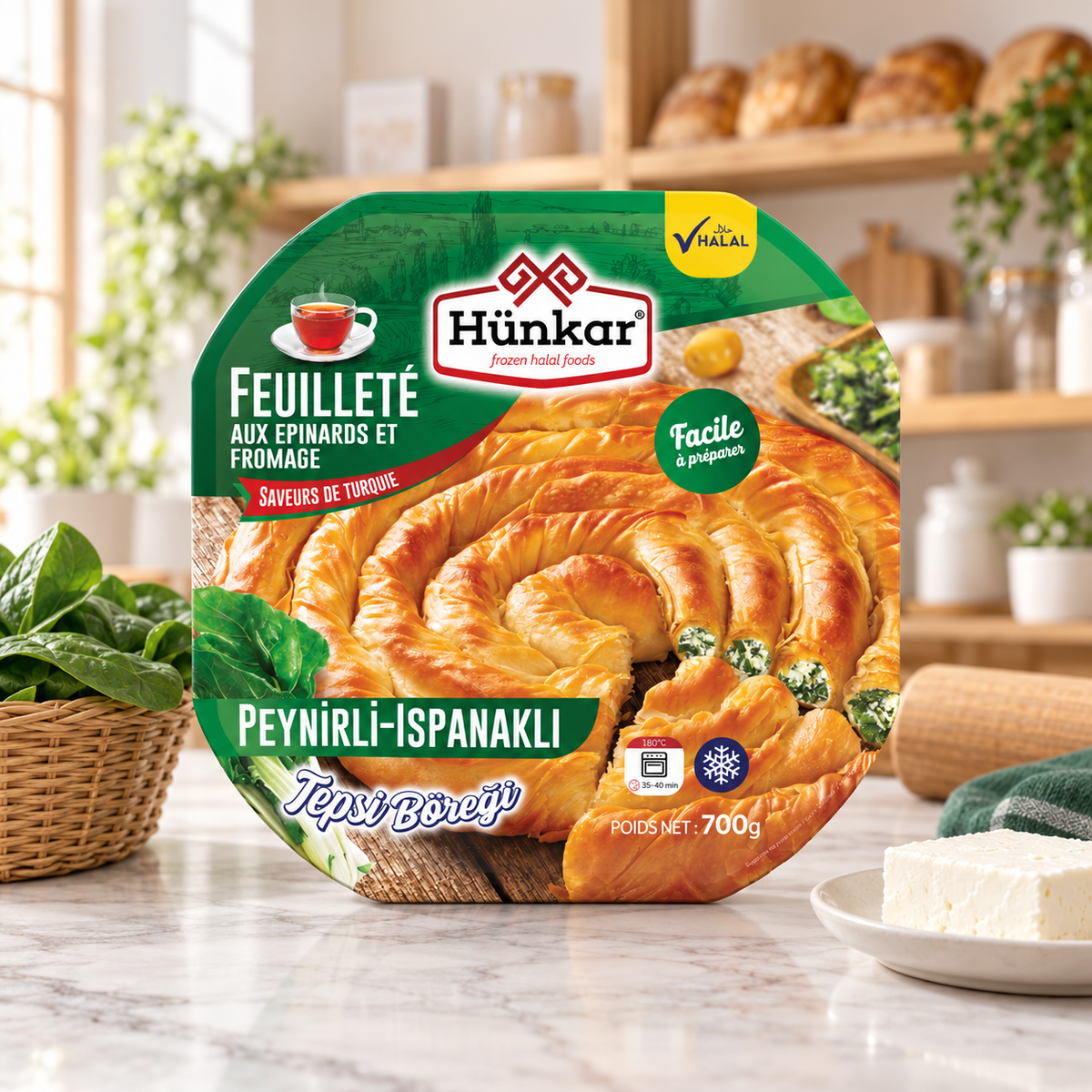 Ispanaklı Peynirli Tepsi Böreği | Hünkar | 700 g