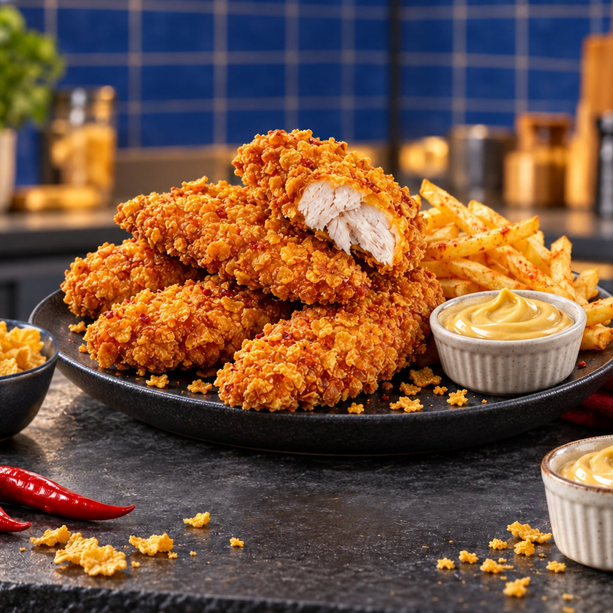 Acılı Tavuk Tenders Cornflakes | Hünkar | 800 g | Serviervorschlag